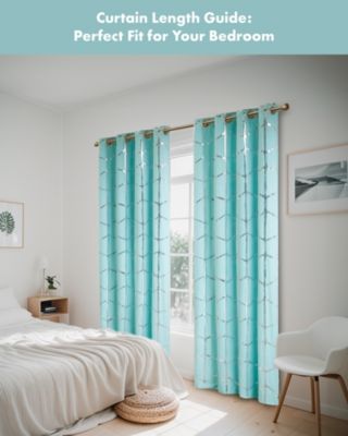 Raina Total Blackout Metallic Print Grommet Top Curtain Single Panel, 50"W x 63"L