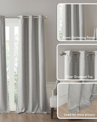 Como Tonal Printed Faux Silk Room Darkening Curtain for Bedroom, Grommet Top Design Panels Pair for Living Room, Width 42 length 95 inches 2 panels set, Ivory Window Panel