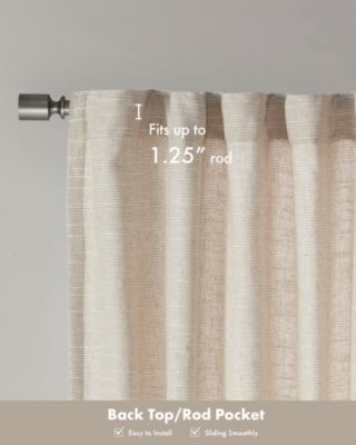 Beals Faux Linen Curtain Single Panel for Bedroom, Rob Pocket/Back Tab fit up to 1.25 inches rod Single Curtain Panel for Living Room, Unique Fleece Lining Width 50 Length 95 Inches Curtain Panel, Natural 1 Window Panel