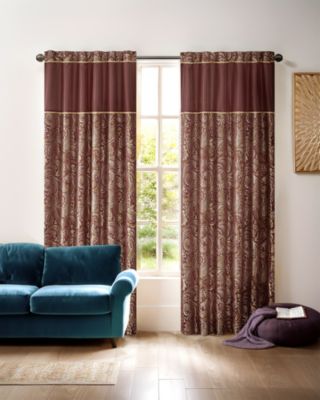 Aubrey Jacquard Room Darkening Curtains, Faux Silk Paisley for Bedroom and Living Room, 95 inch length 2 panels set, Width 50 length 95 inches, Blue/Brown Window Panel