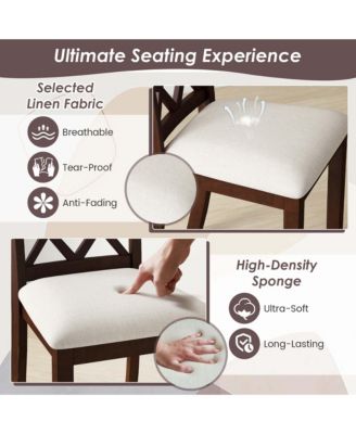 Set of 4 Dining Chairs Wood Kitchen Side Chair with Inclined Backrest Cherry