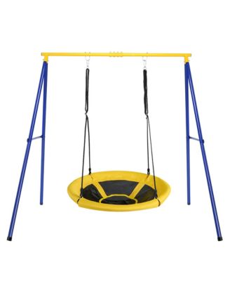 Metal A-Frame Swing Stand Heavy Duty Extra Swing Frame w/Ground Stakes for Backyard