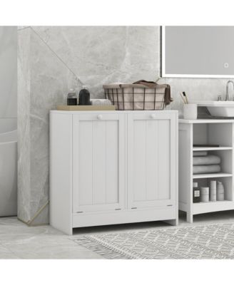 26" W  Engineered Wood 2 Hamper Compartments Tilt-out Laundry Storage Cabinet