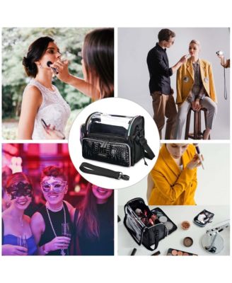 Makeup Brush Case Portable Artist Brush Holder Stand-Up Travel Cosmetic Organizer Bag