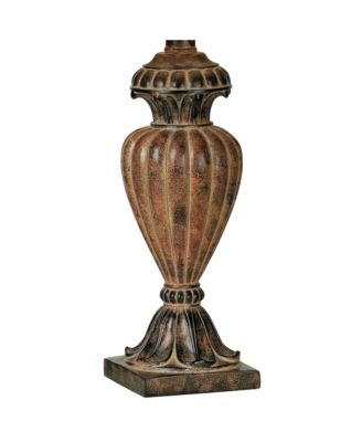 Traditional Table Lamp Urn 25.5" High Two Tone Bronze Off White Bell Shade for Living Room Family Bedroom Bedside Nightstand