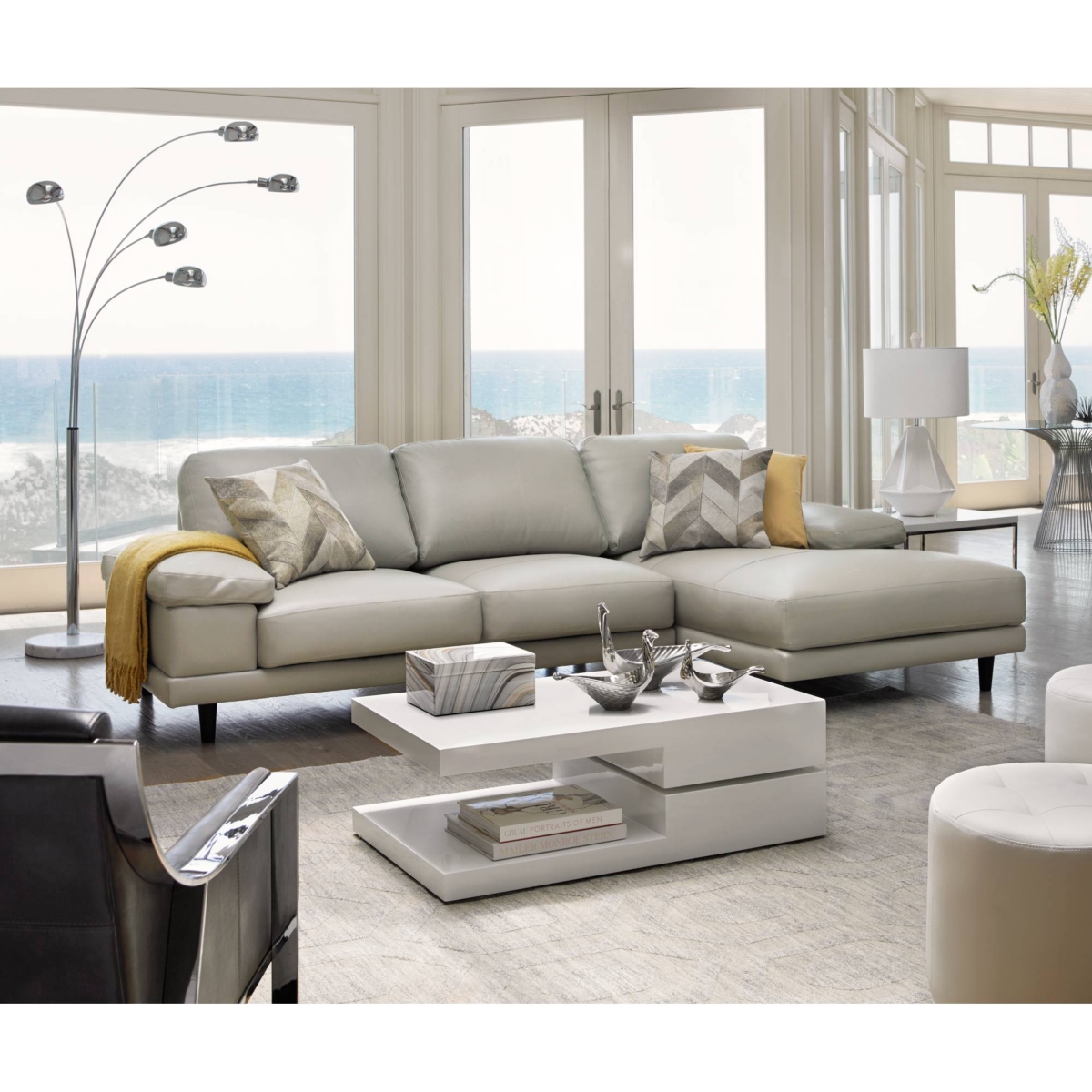 Possini Euro Design Infini Modern Mid Century Arched Floor Lamp Standing 5-Light Tall ChromeMetal Marble Base Swivel Dome Shade Decor for