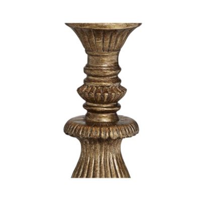 Ribbed Traditional Rustic Accent Table Lamp 18" High Antique Gold Beige Fabric Pleated Empire Shade for Bedroom Living Room Bedside Kids
