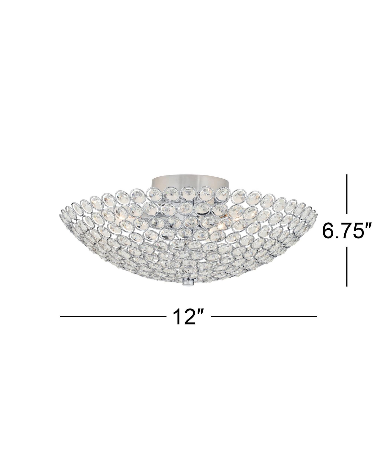 Possini Euro Design Geneva Luxury Close To Ceiling Light Semi Flush Mount Fixture Wide ChromeCrystal Glass Beads Bowl Shade for Bedroom Ha
