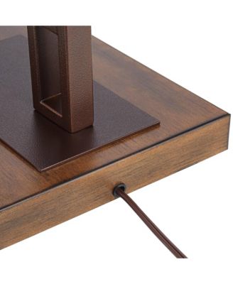 Tahoe Rustic Industrial Downbridge Arc Floor Lamp 60" Tall Bronze Metal Faux Leather Empire Shade for Living Room Reading Bedroom