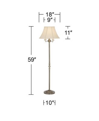 Montebello Vintage Retro Floor Lamp Standing 59" Tall Antique Brass Metal Soft Tan Bell Shade for Living Room Bedroom Office House Home