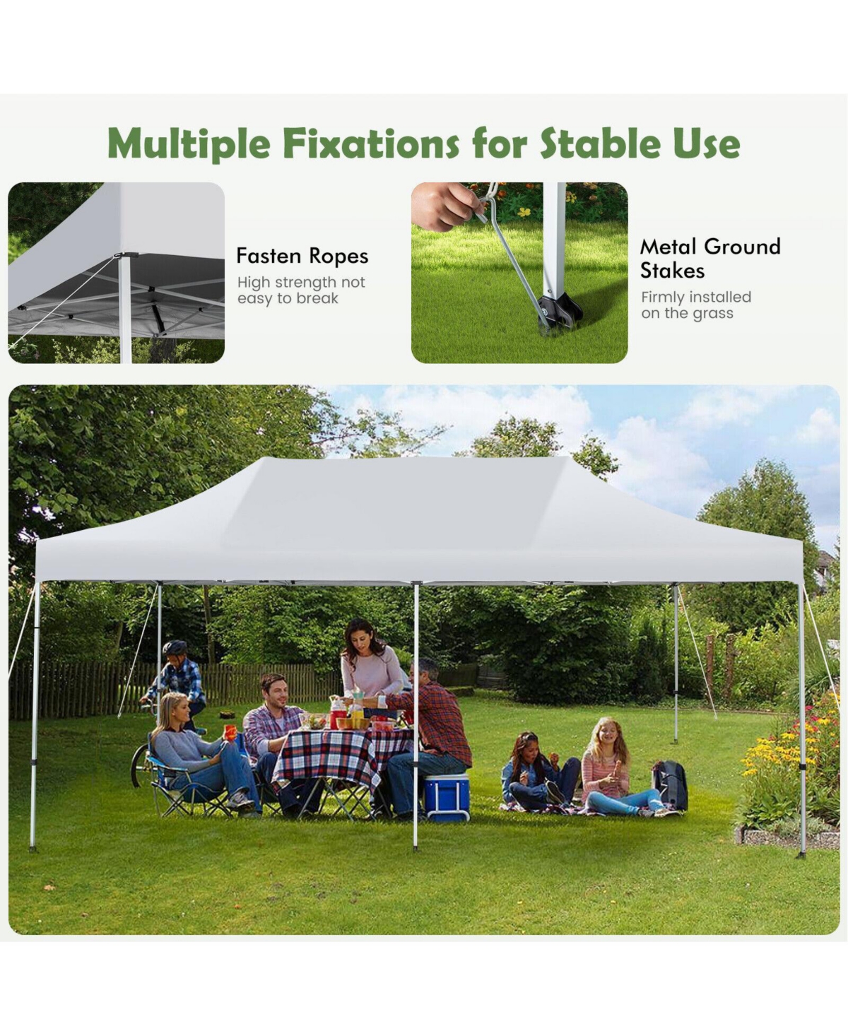 Slickblue 10 x 20 Feet Outdoor Pop-Up Patio Folding Canopy Tent-White