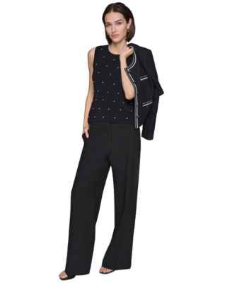 Karl Lagerfeld Women's Contrast-Trim Five-Button Jacket