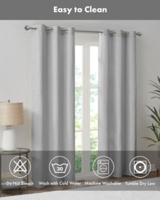 Galen Basketweave Room Darkening Curtain Panels Pair for bedroom, Silver grommet top fit up to 1.25 inches rod 2 panels set for Living Room, Width 40 length 84 inches Curtain Panel, Pitch Black Ambiance Blue 2 Window Panels