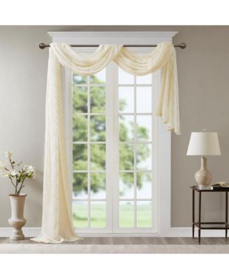 Irina Diamond Sheer Embroidered Window Scarf Drapes