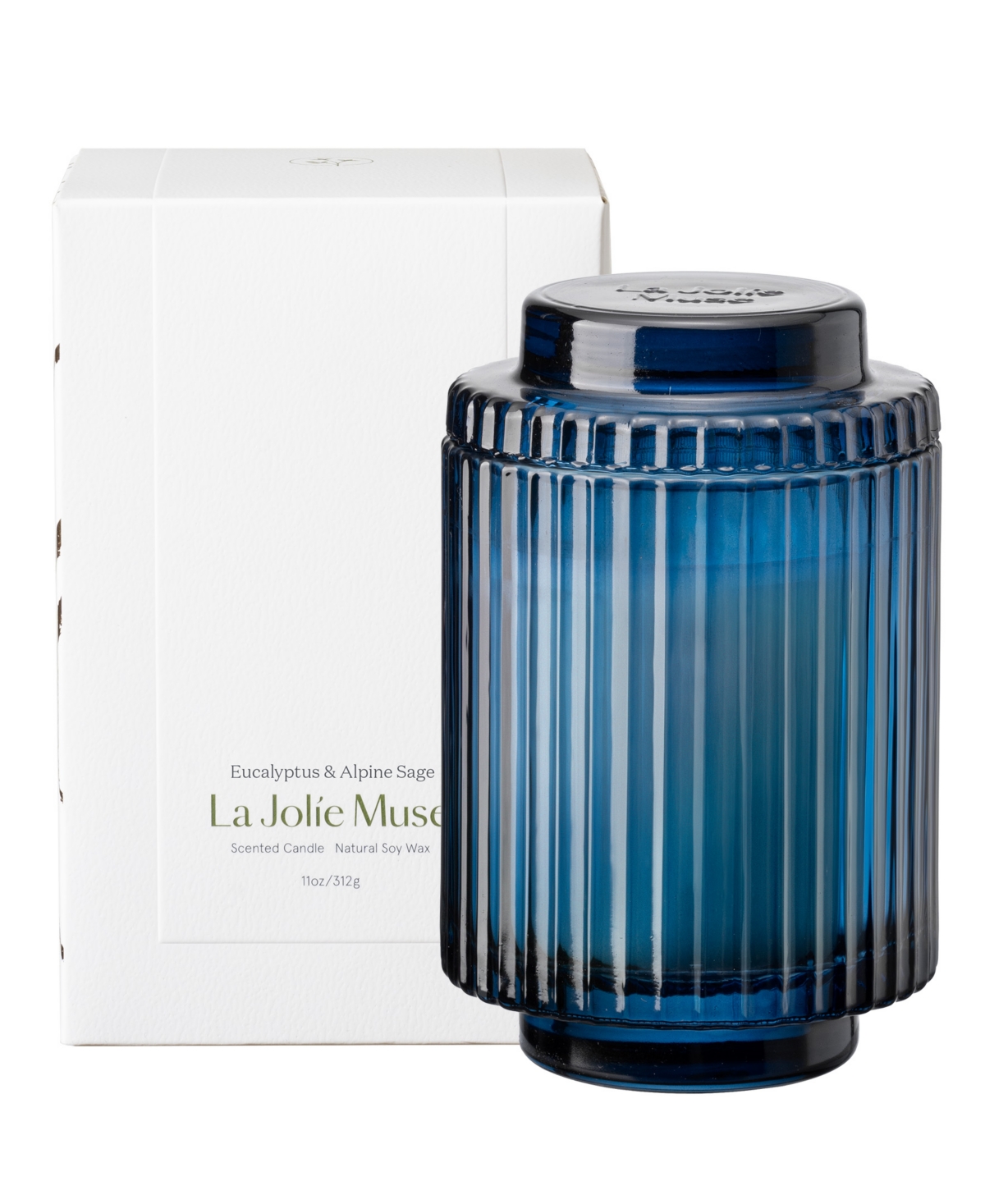 La Jolie Muse Amelie Candle, Eucalyptus Alpine Sage, 11 oz In Sapphire