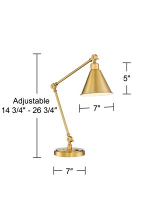 Wray Modern Desk Lamp 26 3/4" High with USB Charging Port Warm Brass Gold Metal Adjustable Arm Head for Bedroom Living Room House Bedside Nightstand Home Office Reading Family - 360 Lighting