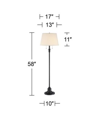 Spenser Rustic Farmhouse Floor Lamp 58" Tall Oiled Bronze Metal Off White Linen Empire Shade for Living Room Bedroom Office House Home
