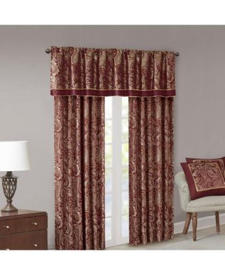 Aubrey Jacquard Room Darkening Curtains, Faux Silk Paisley for Bedroom and Living Room, 84 inch length 2 panels set, Width 50 length 84 inches, Burgundy Window Panel
