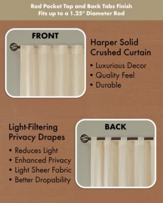 Harper Solid Crushed Curtain Panel Pair, 42"W x 84"L