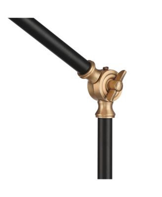 Colborne Modern Mid Century Desk Table Lamp 28" Tall Antique Brass Black with USB Charging Port LED for Bedroom Living Room Bedside Kids