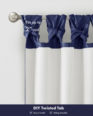 Emilia Twist Tab Lined Window Curtain Panel, 50"W x 120"L
