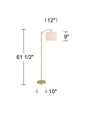 Modern Downbridge Floor Lamp 61 1/2" Tall Warm Gold Metal Off-White Linen Drum Shade for Living Room Reading Bedroom