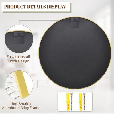 24 Inch Round Wall Mirror with Gold Aluminum Alloy Frame