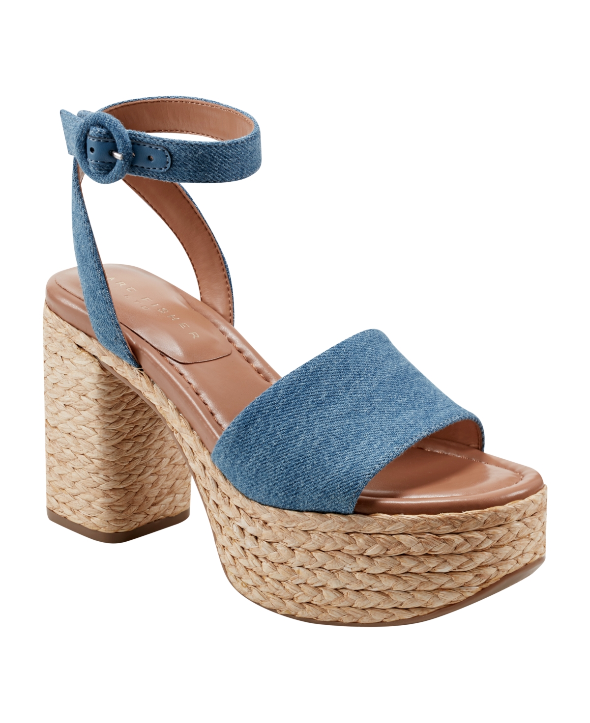 Marc Fisher Ltd Palyca Platform Sandal In Blue Denim