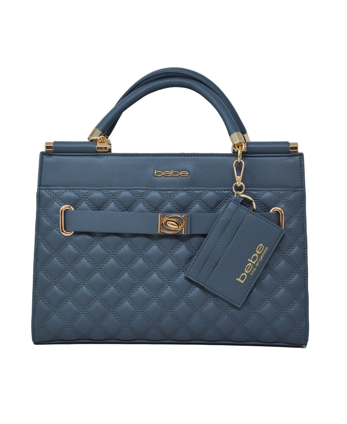 Alex Quilted Satchel Bag With Card Holder In Storm Grey