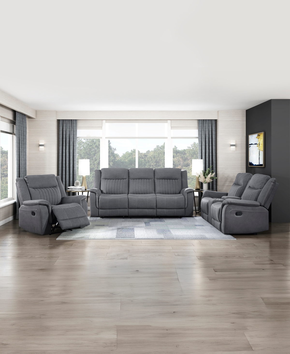 Shop Homelegance White Label Magnus 86" Double Reclining Sofa In Gray