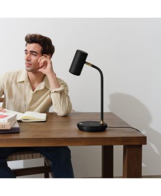 Ezra 16.5" LED Table Lamp with Wireless Charging Pad and Rotating Shade