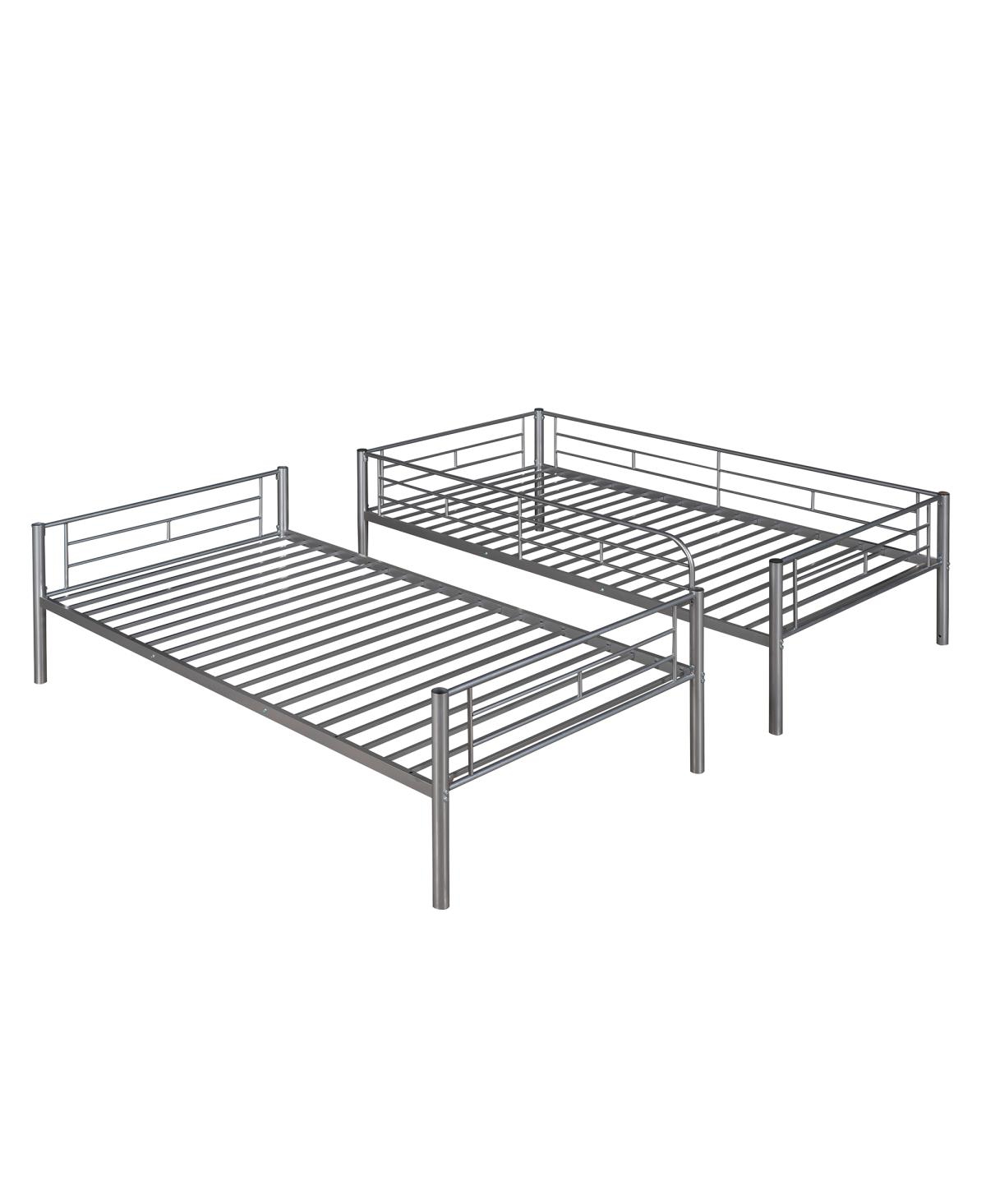 Simplie Fun Twin Over Twin Metal Bunk Bed (Silver)