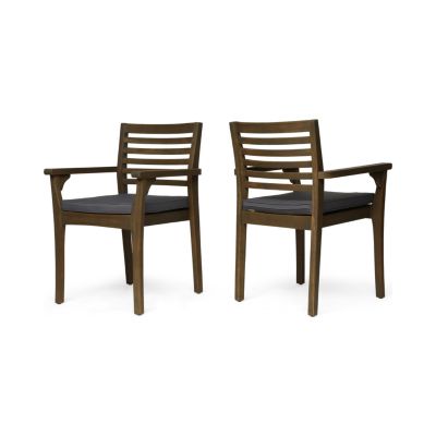 Sophisticated Gray Acacia Patio Dining Chair Set with Wicker Seats
