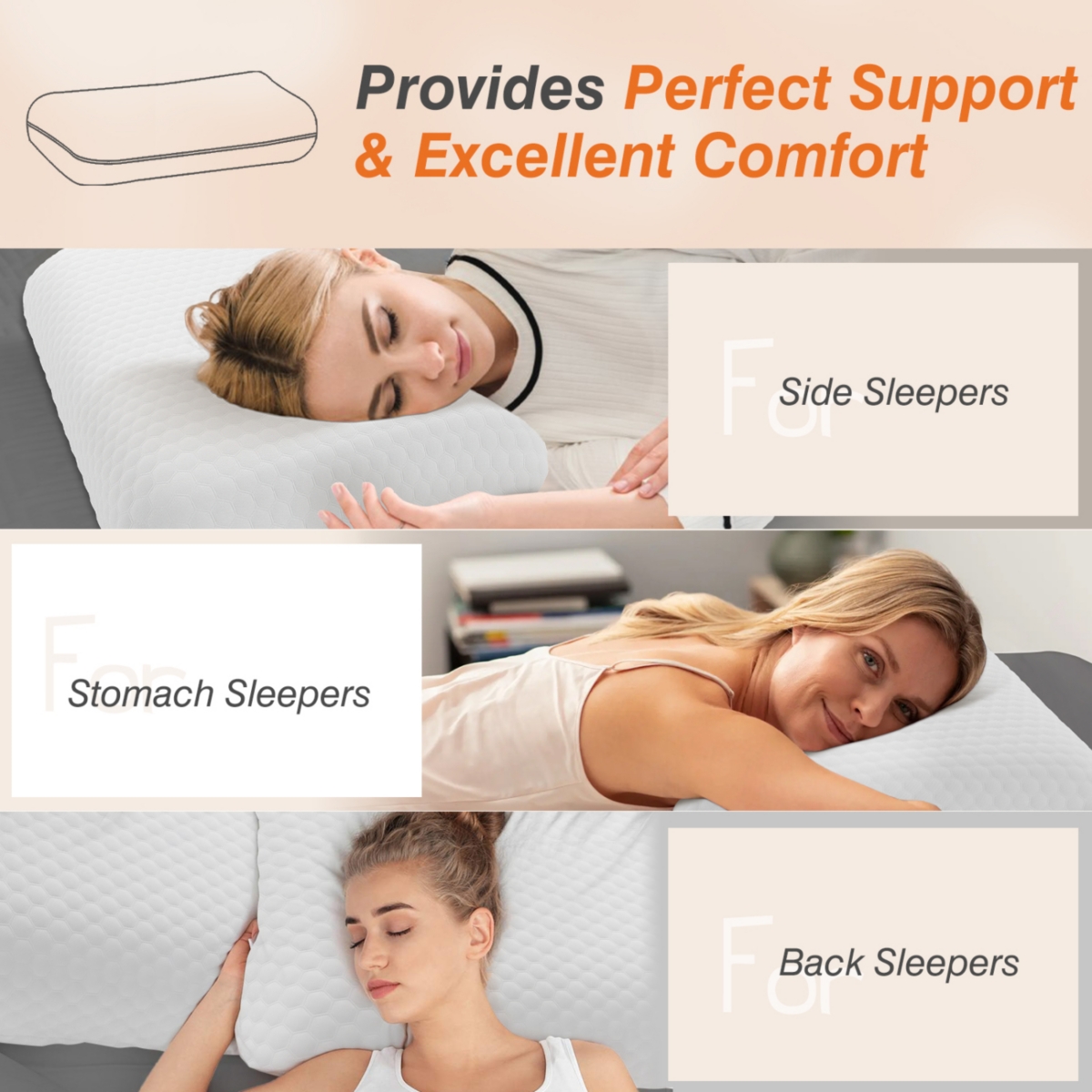 Streamdale Furniture Cooling Gel Memory Foam Pillow with Washable Case and Neck Support