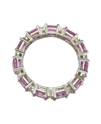 Suzy Levian Sterling Silver Sapphire & Created White Sapphire Assacher Cut Eternity Band Ring