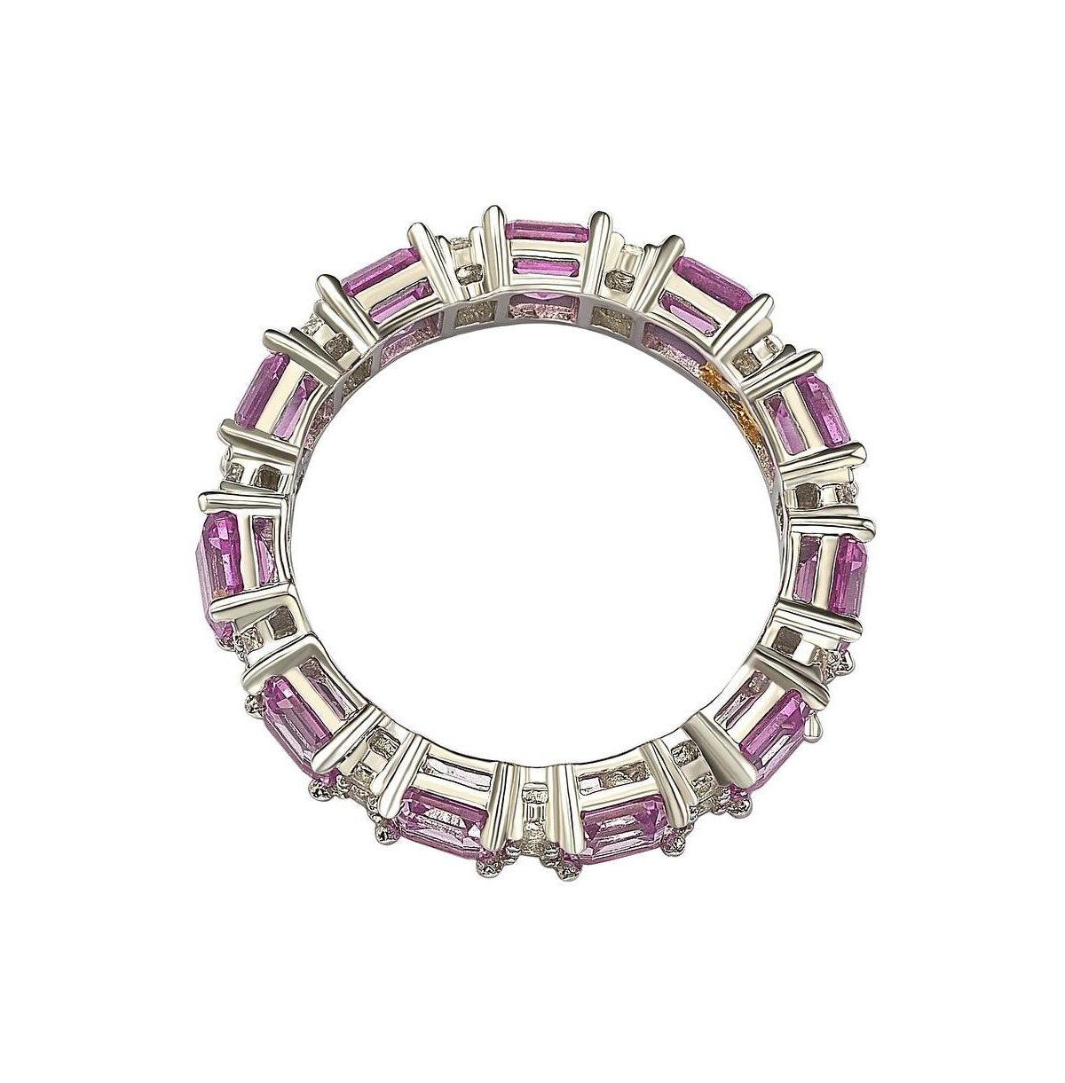 Suzy Levian New YorkSapphire & Lab-Grown White Sapphire Assacher Cut Eternity Band Ring in Sterling Silver by Suzy Levian - Pink