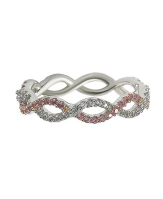 Suzy Levian Sterling Silver Sapphire & Created White Sapphire Infinity Twisted Eternity Band Ring