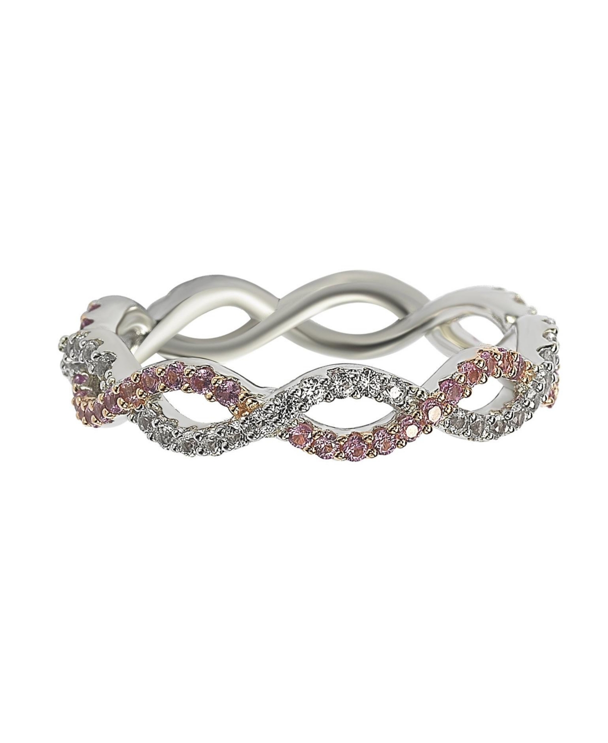 Suzy Levian New YorkSapphire & Lab-Grown White Sapphire Infinity Twisted Eternity Band Ring in Sterling Silver by Suzy Levian - Pink