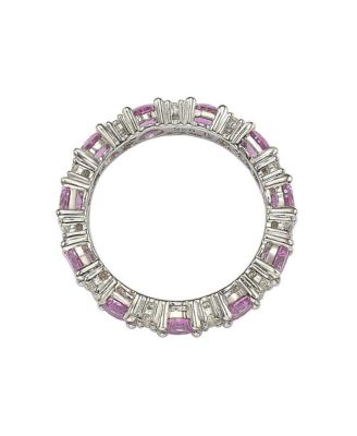 Suzy Levian Sterling Silver Sapphire & Created White Sapphire Round Cut Eternity Band Ring