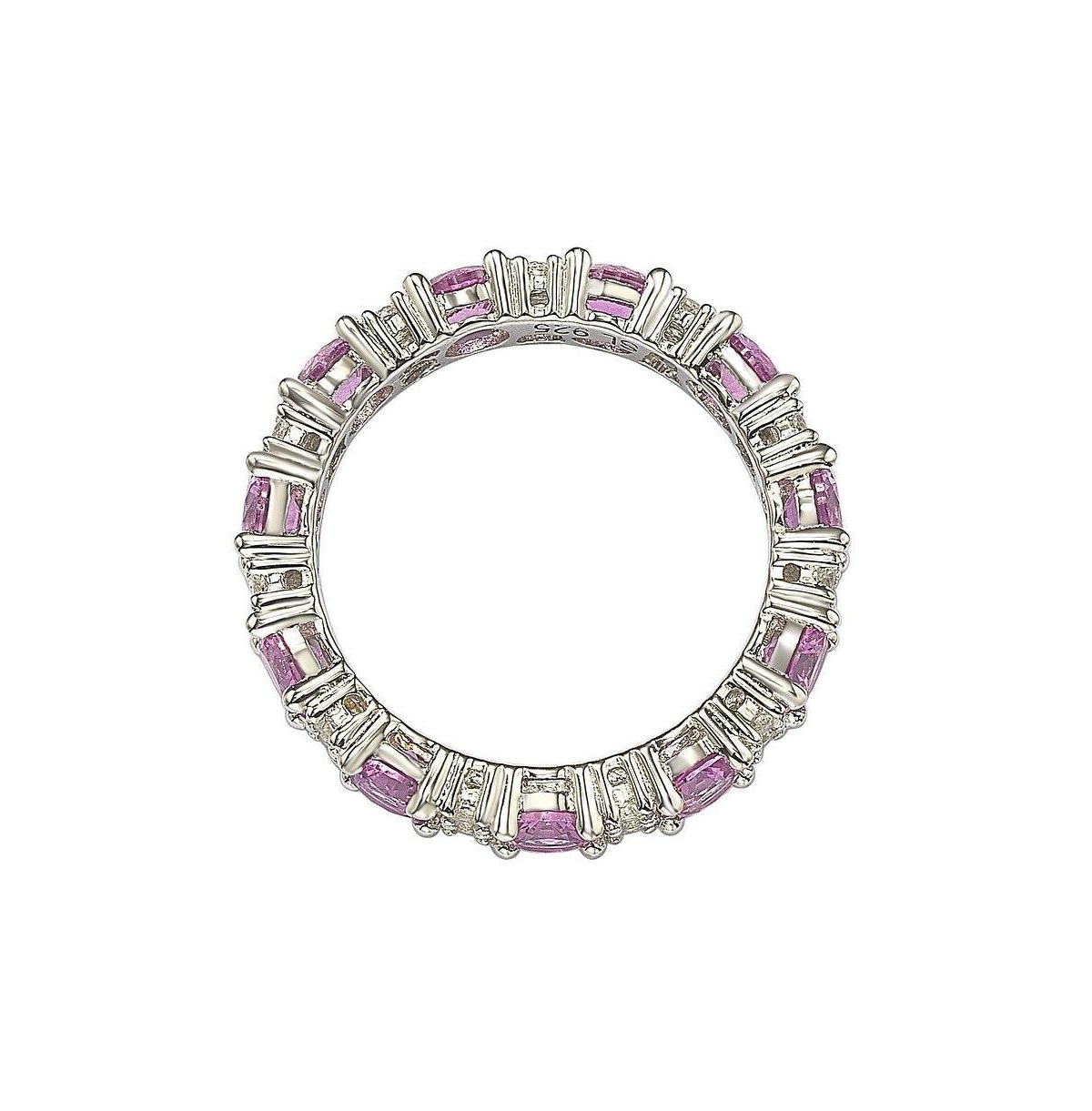 Suzy Levian New YorkSapphire & Lab-Grown White Sapphire Round Cut Eternity Band Ring in Sterling Silver by Suzy Levian - Pink