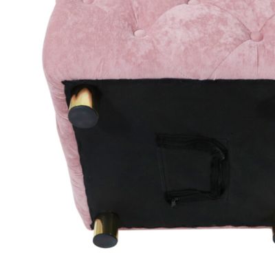 Streamdale Pink Velvet Ottoman Elegant Accent