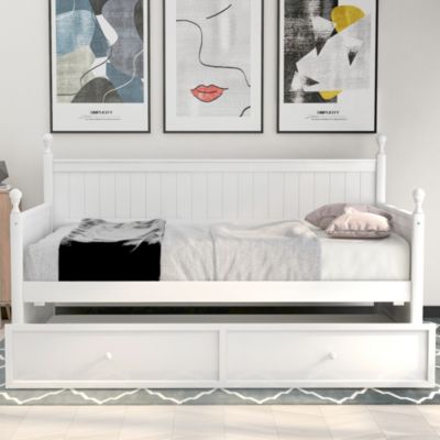 Twin Size Wood Daybed With Twin Size Trundle
