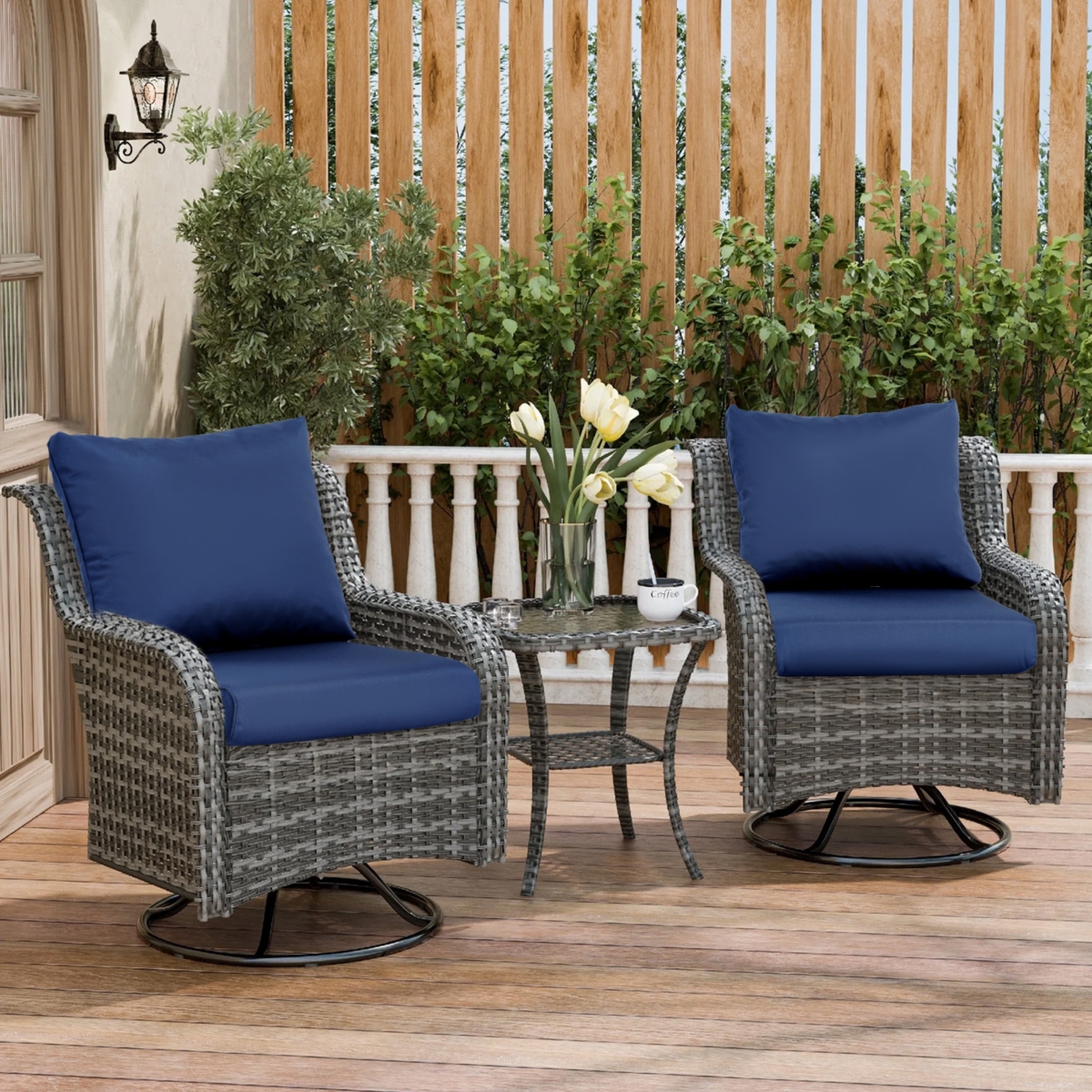 Aoodor Outdoor Chair Cushions Set, 21"x21", Water Resistant Deep Seat with Handle & Adjustable Straps.