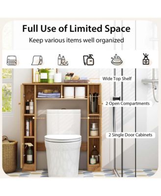 Over The Toilet Storage Cabinet Double Door Bathroom Toilet Storage Organizer