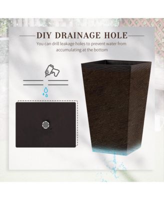 Stylish Rattan-Like Set of 3 Self-Draining Planter Pots (14x14x24")