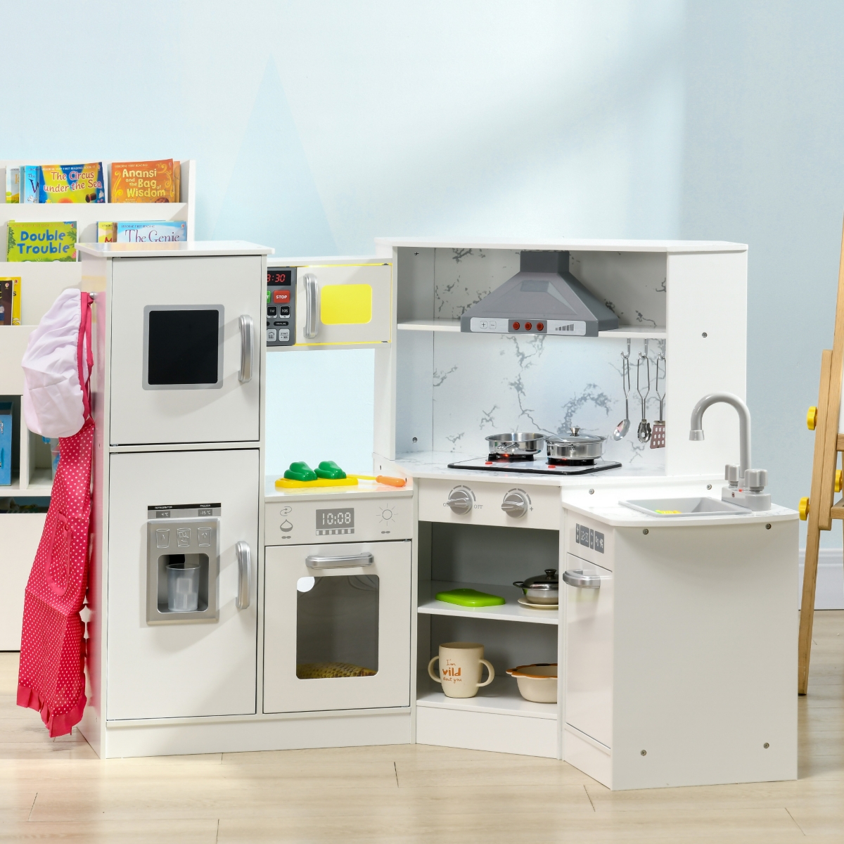 Streamdale Furniture Realistic Toddler Play Kitchen with Lights, Sounds, and Ice Maker