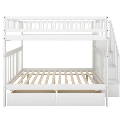 Full Over Full Bunk Bed With Two Drawers And Storage