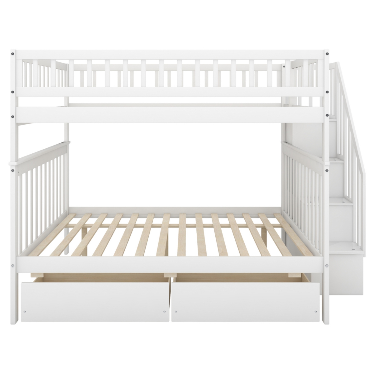 Simplie Fun Full Over Full Bunk Bed With Two Drawers And Storage