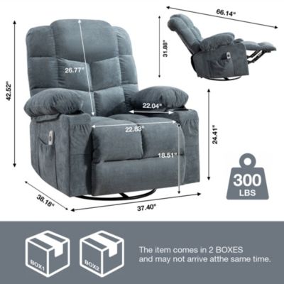 8-Point Massage Recliner with Heat, Rocking, USB Charging, and Storage
