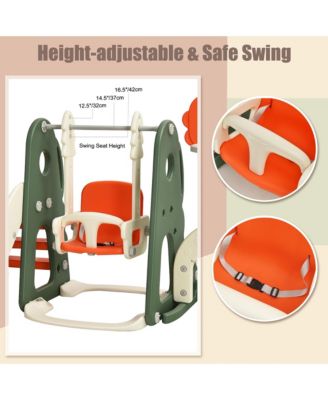 6 in 1 Toddler Slide and Swing Set Climber Playset w/ Ball Games Orange